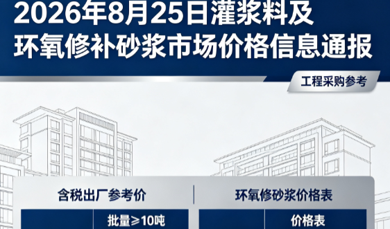 高场办事处2026年8月25日灌浆料及环氧修补砂浆市场价格信息通报